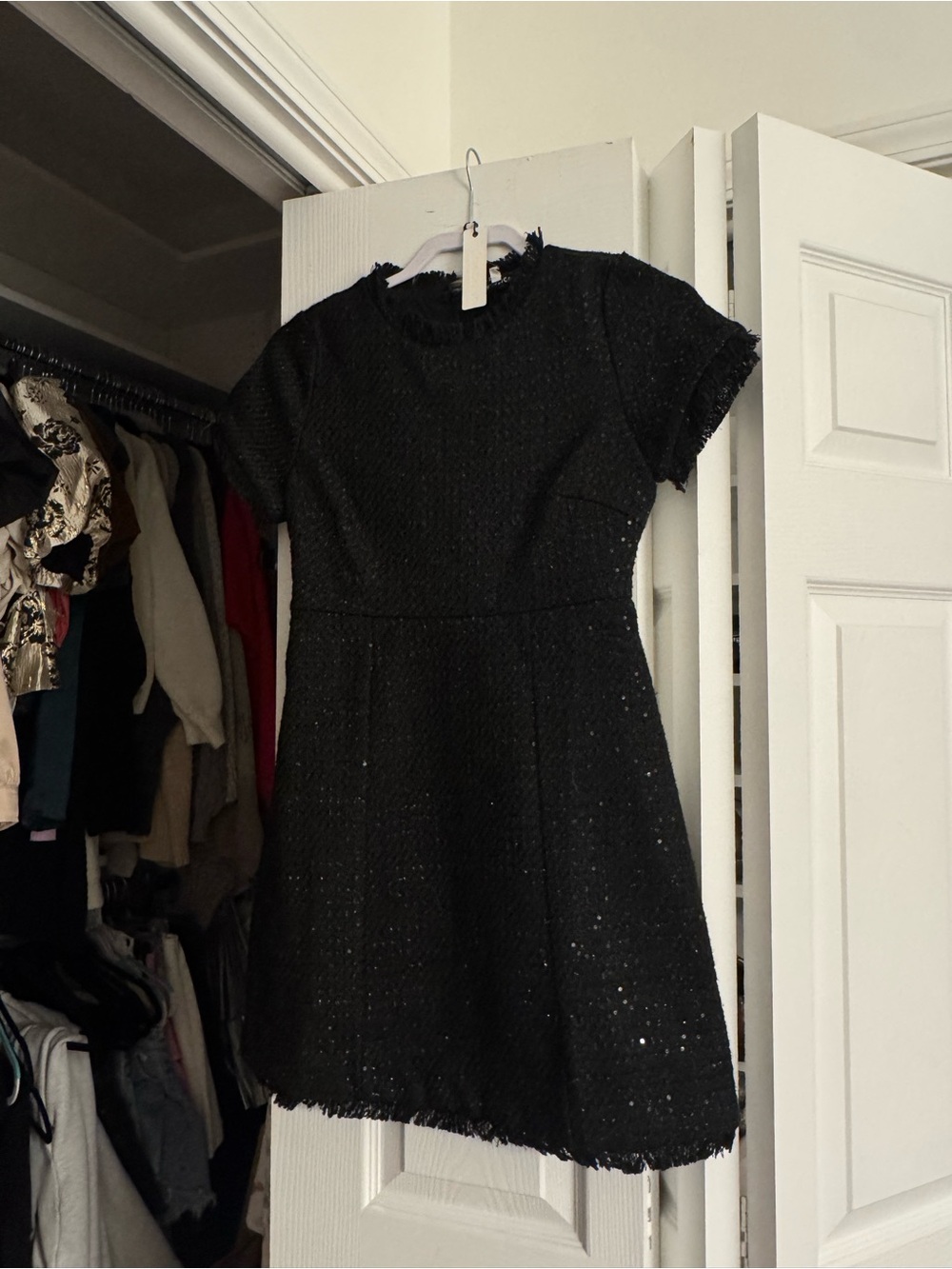 Black Short-Sleeve Tweed Dress NWT olivialicious